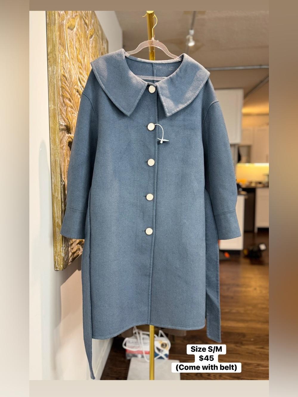Women's Blue Oversized Collar Coat - Brand